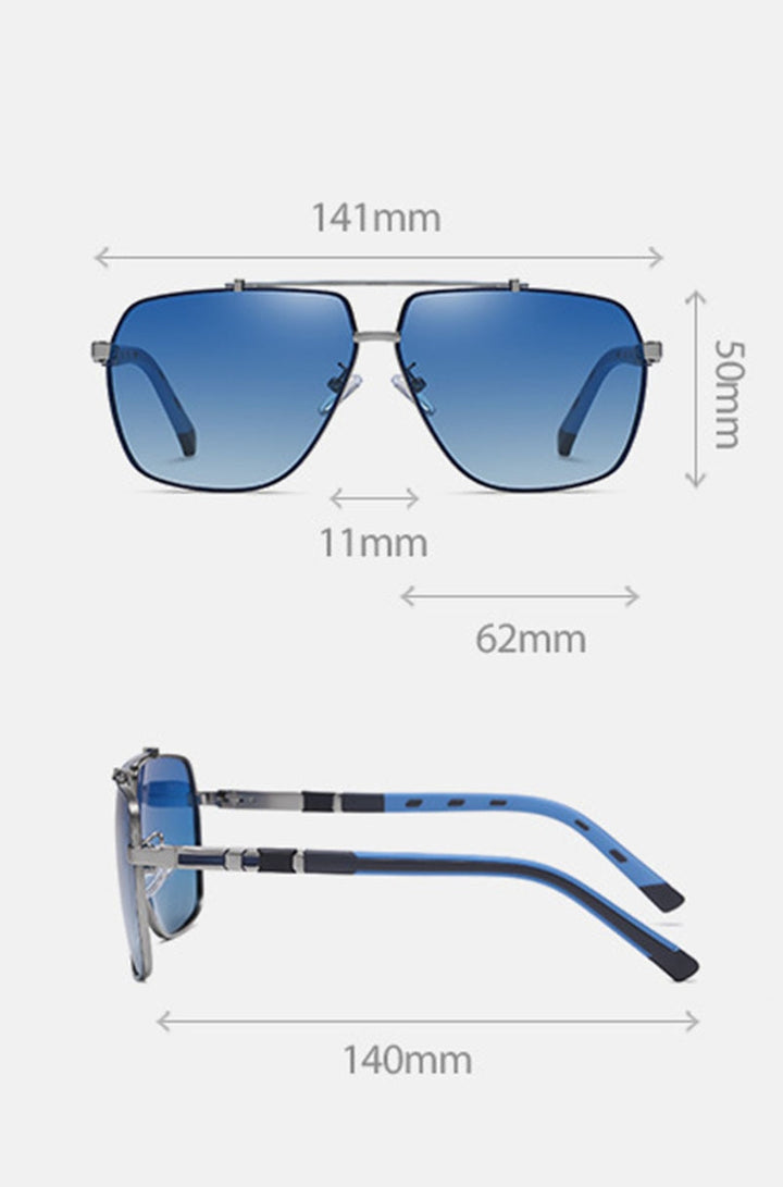 Zirosat Unisex Full Rim Square Double Bridge Alloy Polarized Sunglasses 6312 Sunglasses Zirosat