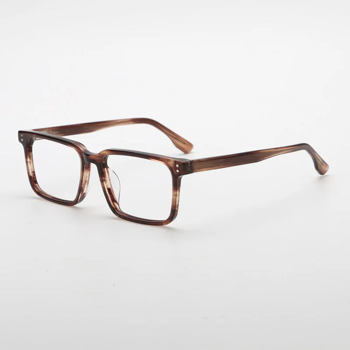 Black Mask Unisex Full Rim Square Acetate Eyeglasses Bm118 Full Rim Black Mask Brown-Stripes