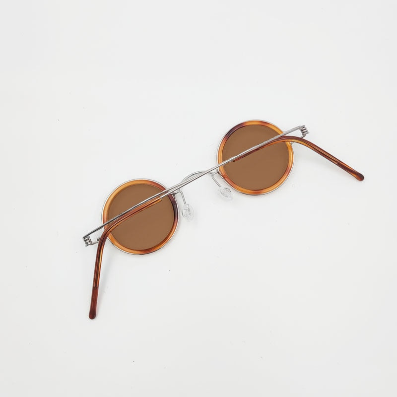 Yujo Unisex Full Rim Small Round Polarized Stainless Steel Sunglasses 32mm Sunglasses Yujo