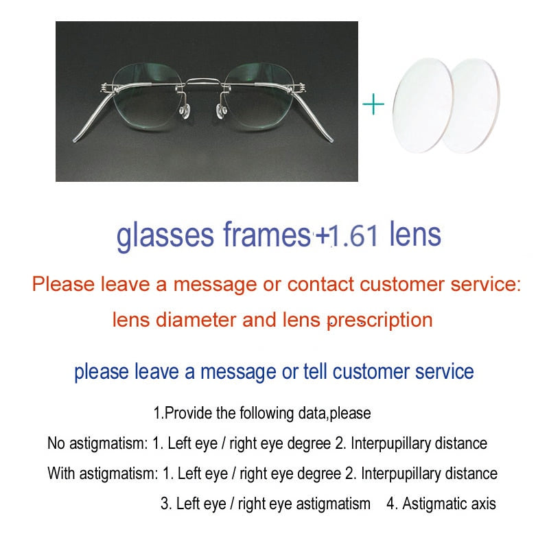 Yujo Unisex Rimless Polygon Stainless Steel Eyeglasses Y081 Rimless Yujo C1 China