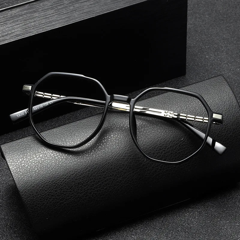 Kocolior Unisex Full Rim Polygon Alloy Tr 90 Eyeglasses 81317 Full Rim Kocolior