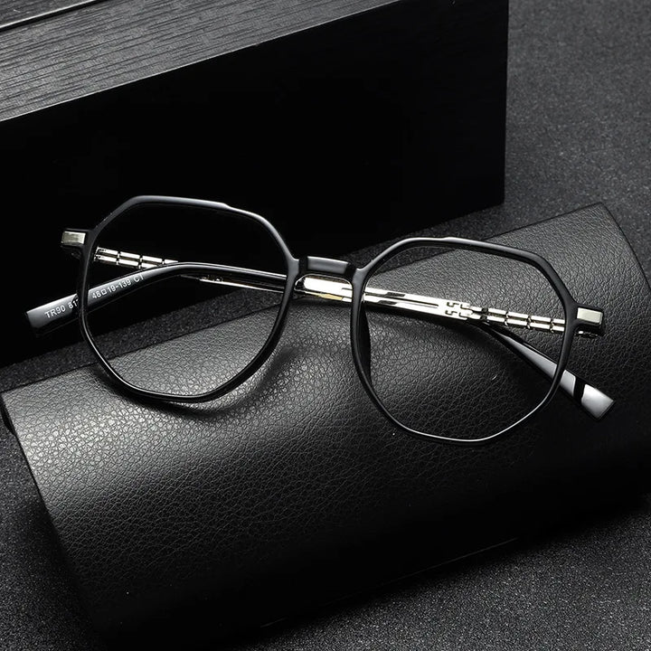 Kocolior Unisex Full Rim Polygon Alloy Tr 90 Eyeglasses 81317 Full Rim Kocolior