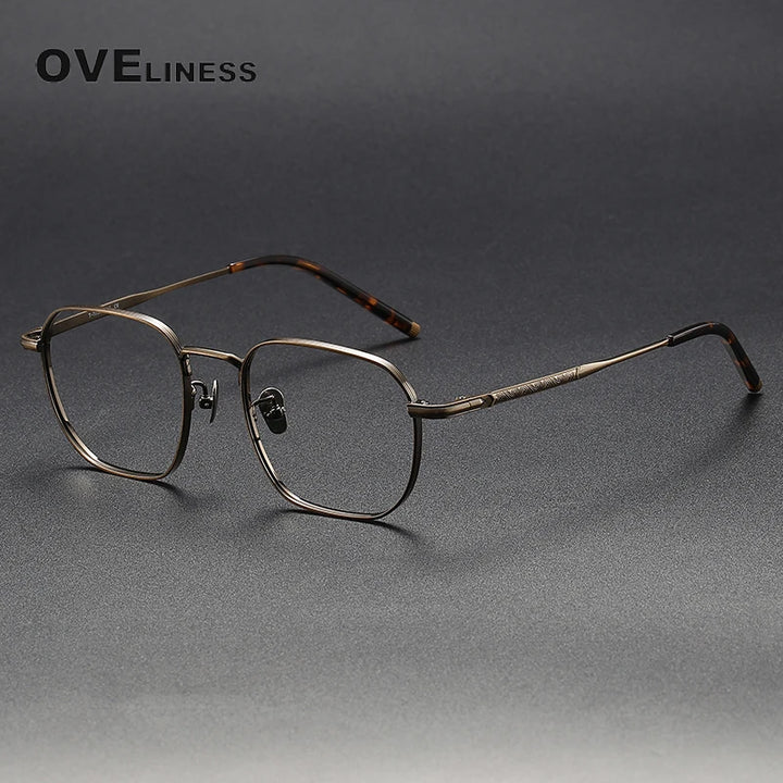 Oveliness Unisex Full Rim Square Titanium Eyeglasses 80881 Full Rim Oveliness bronze  