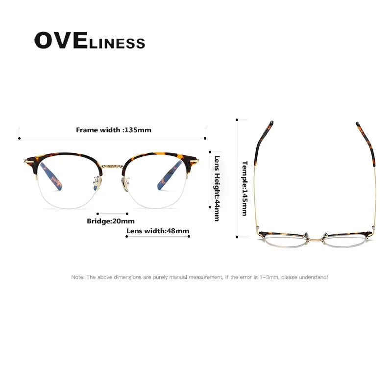 Oveliness Women's Full Rim Round Acetate Titanium Eyeglasses 80988