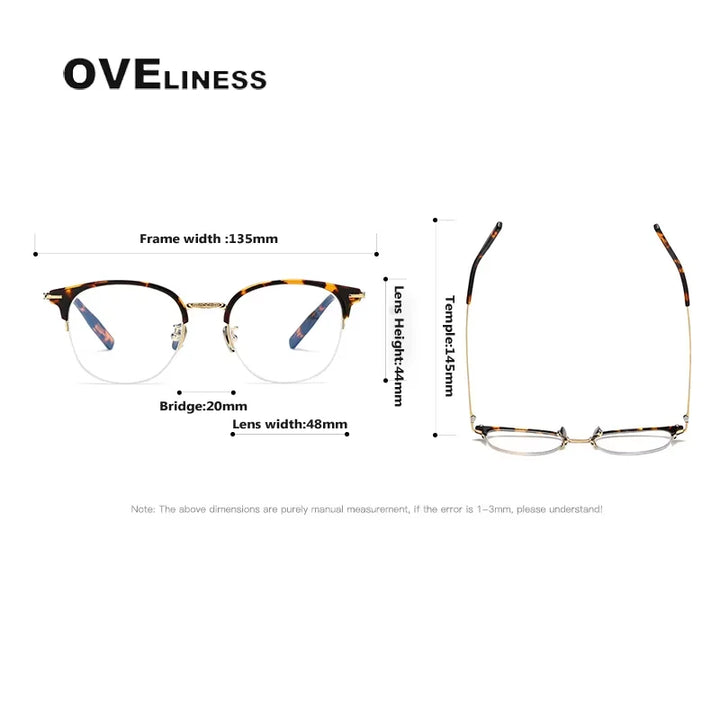 Oveliness Women's Full Rim Round Acetate Titanium Eyeglasses 80988