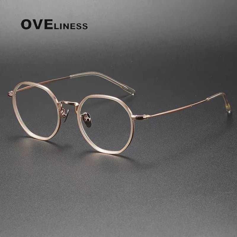 Oveliness Women's Full Rim Flat Top Oval Acetate Titanium Eyeglasses 48514