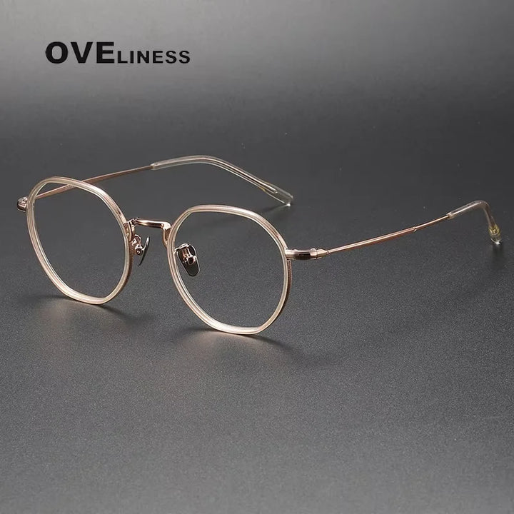 Oveliness Women's Full Rim Flat Top Oval Acetate Titanium Eyeglasses 48514