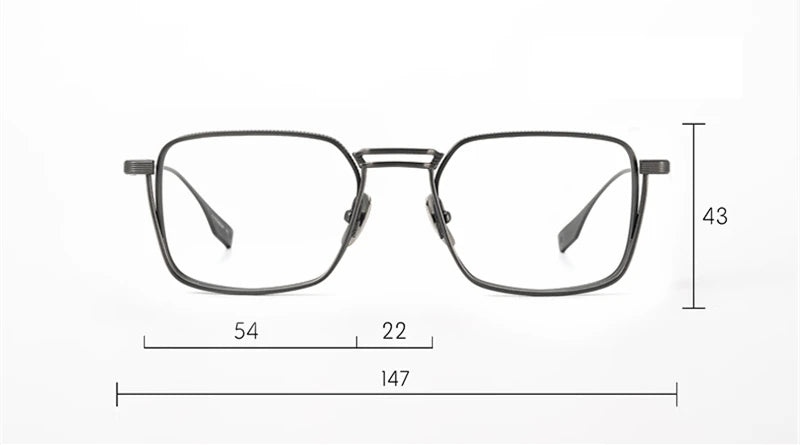 Black Mask Unisex Full Rim Square Double Bridge Titanium Eyeglasses 21125