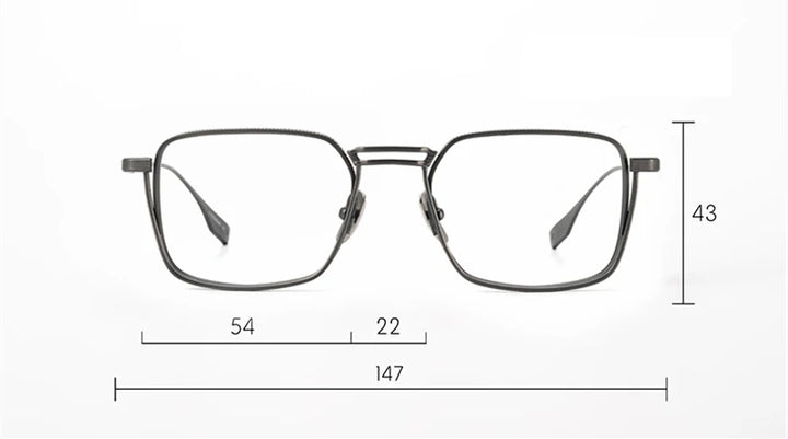 Black Mask Unisex Full Rim Square Double Bridge Titanium Eyeglasses 21125