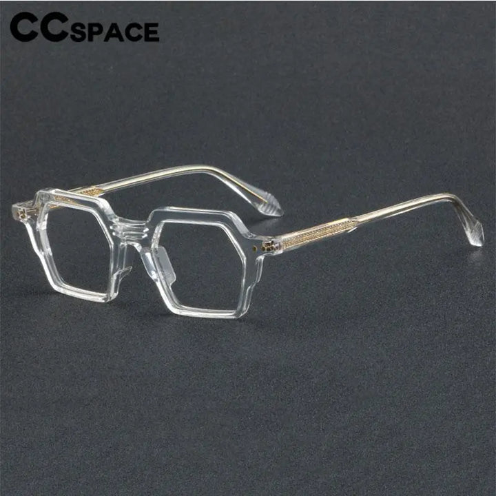 CCspace Unisex Full Rim Polygon Acetate Eyeglasses 56914 Full Rim CCspace