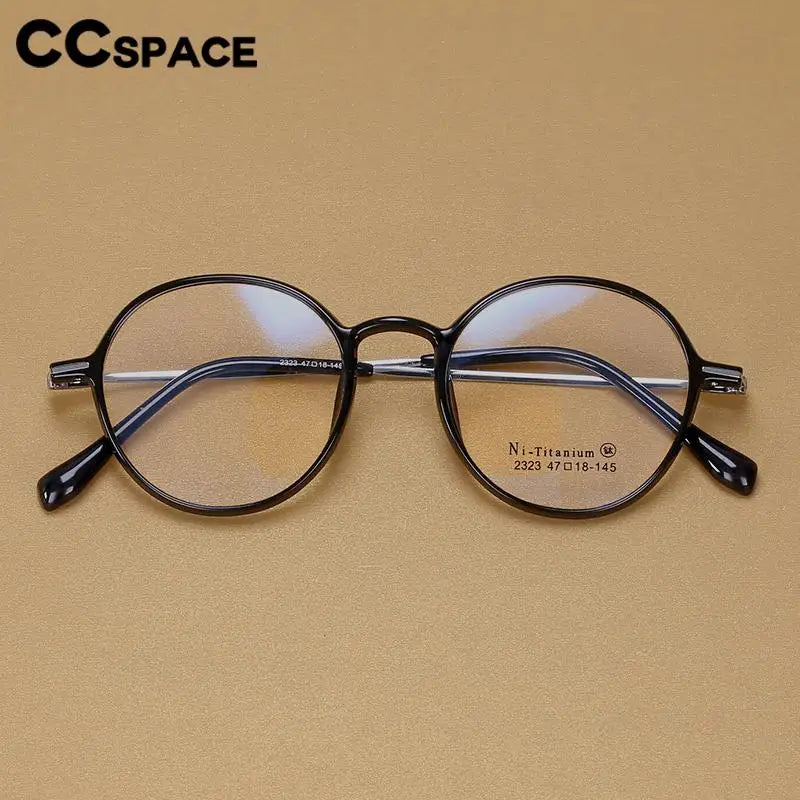 CCspace Unisex Full Rim Round Tr 90 Titanium Eyeglasses 57098 Full Rim CCspace