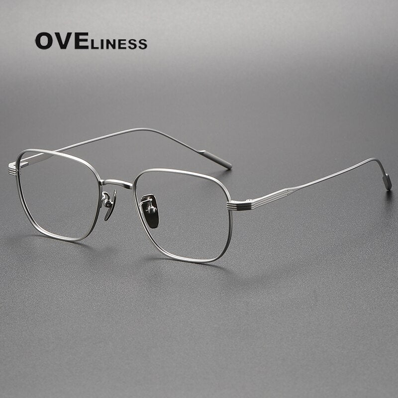 Oveliness Unisex Full Rim Square Titanium Eyeglasses 80809 Full Rim Oveliness silver  