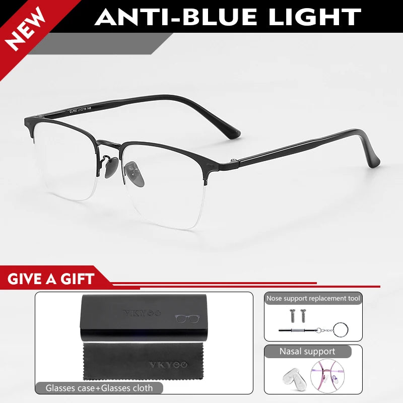 Vicky Unisex Semi Rim Square Aluminum Alloy Reading Glasses 44888 Reading Glasses Vicky -50 888-BLACK