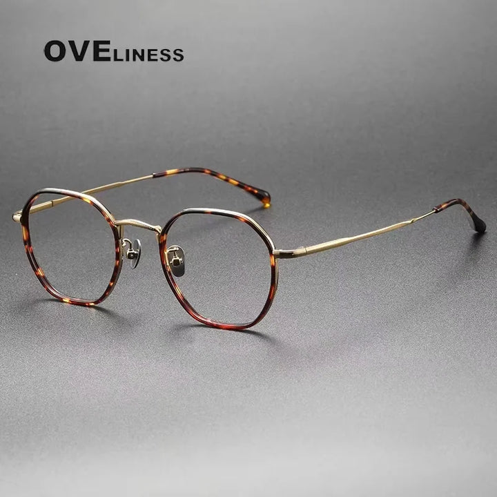 Oveliness Women's Full Rim Polygon Oval Acetate Titanium Eyeglasses 28502
