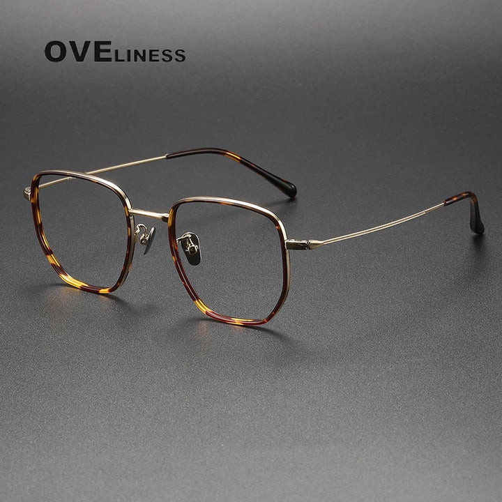 Oveliness Women's Full Rim Polygon Square Acetate Titanium Eyeglasses 928512