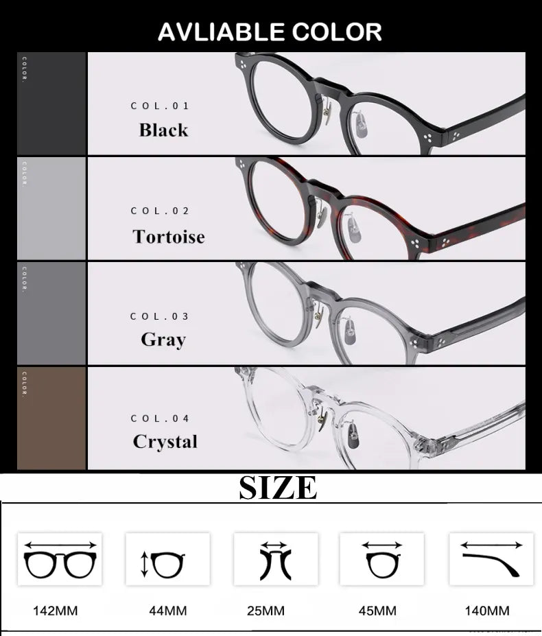 Black Mask Unisex Full Rim Acetate Round Eyeglasses 4526 Full Rim Black Mask