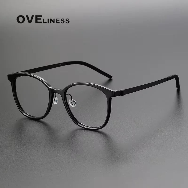 Oveliness Women's Full Rim Oval Square Acetate Titanium Eyeglasses 21851