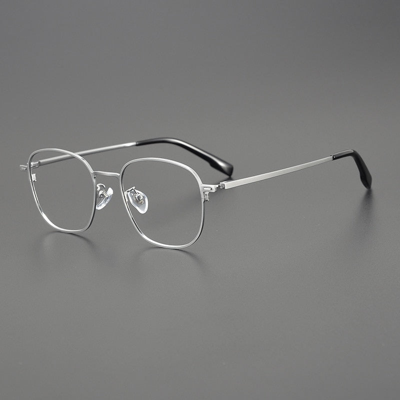 Gatenac Unisex Full Rim Square Titanium Eyeglasses Gxyj1118 Full Rim Gatenac Silver