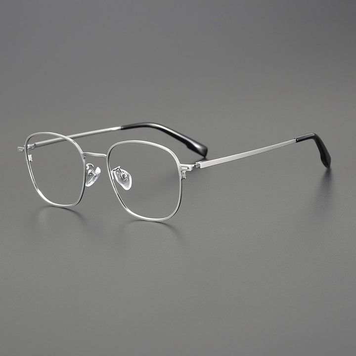 Gatenac Unisex Full Rim Square Titanium Eyeglasses Gxyj1118 Full Rim Gatenac Silver