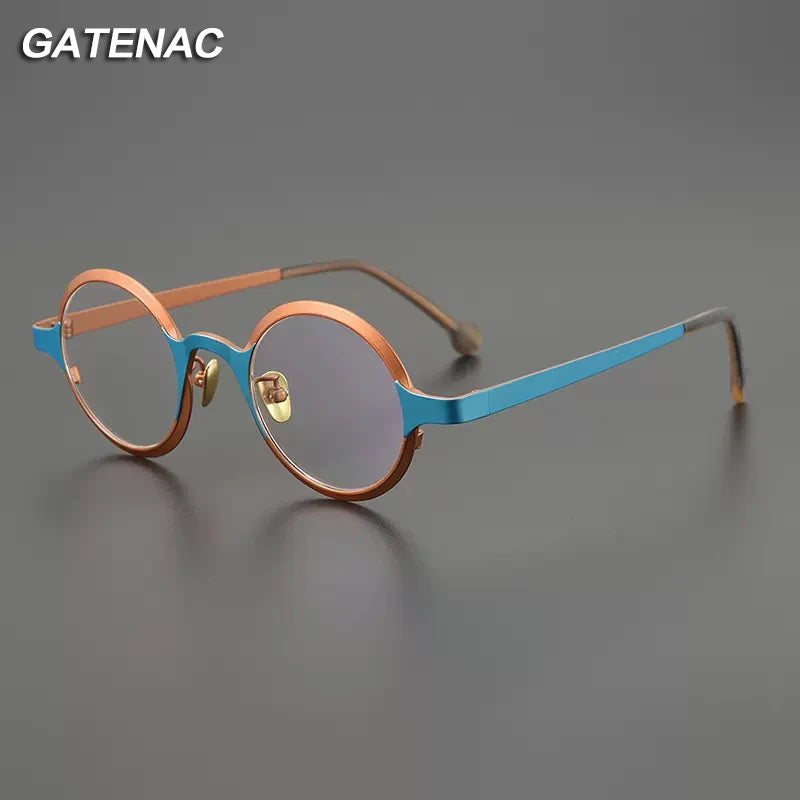 Gatenac Unisex Full Rim Round Titanium Eyeglasses Gxyj1205 Full Rim Gatenac   