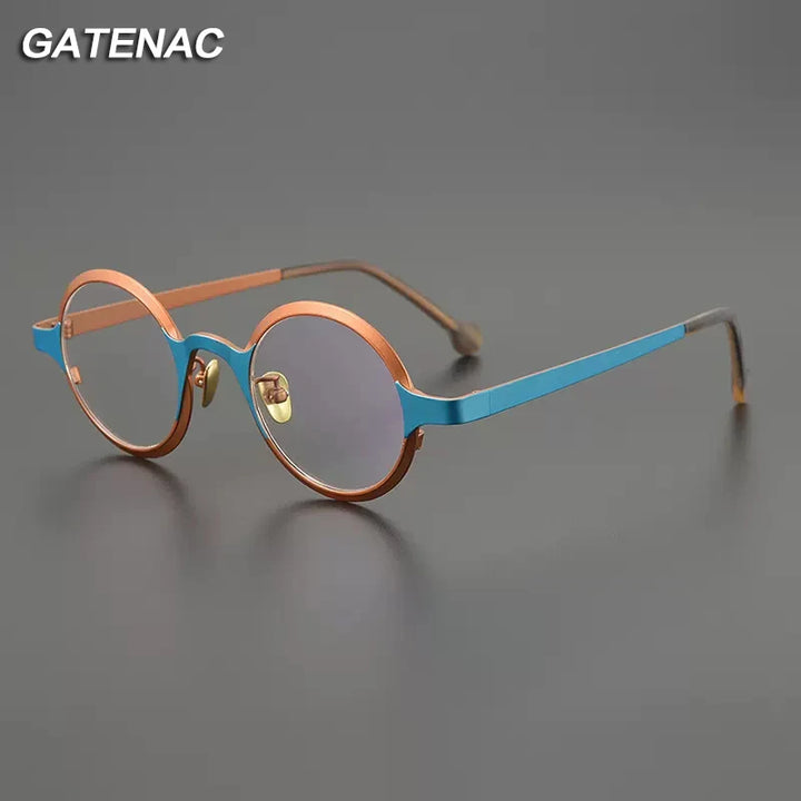 Gatenac Unisex Full Rim Round Titanium Eyeglasses Gxyj1205 Full Rim Gatenac