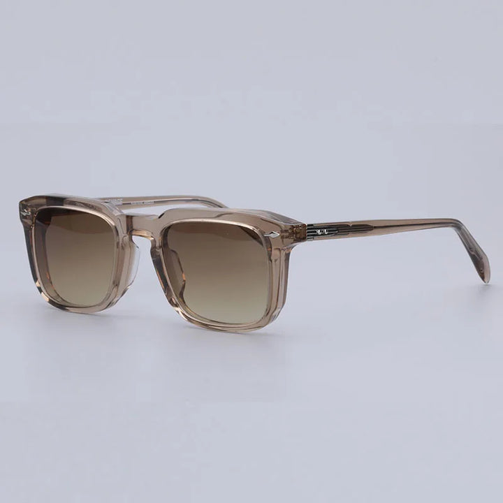 Hewei Unisex Full Rim Square Acetate Sunglasses 0019 Sunglasses Hewei brown as picture 
