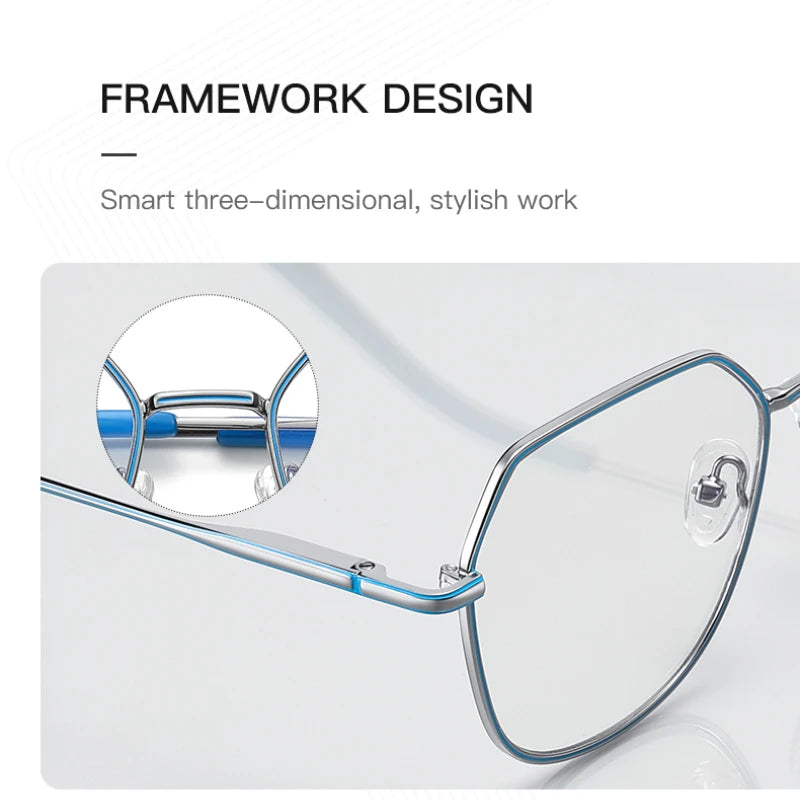 Vicky Women's Full Rim Polygon Alloy Reading Glasses 3040 Reading Glasses Vicky