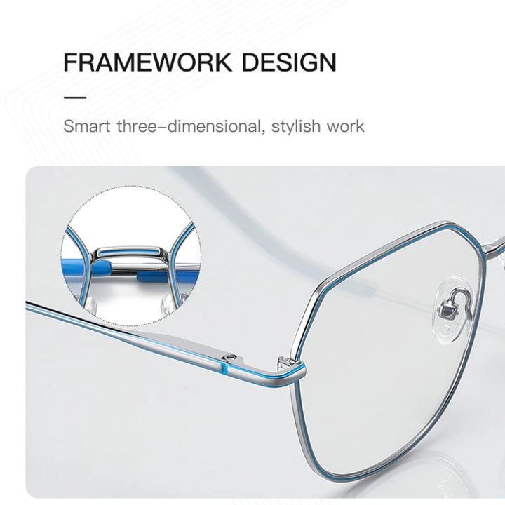 Vicky Women's Full Rim Polygon Alloy Reading Glasses 3040 Reading Glasses Vicky