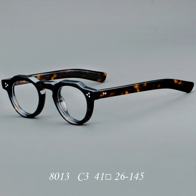 Nobler Unisex Full Rim Flat Top Round Thick Acetate Eyeglasses 8013 Full Rim Nobler C3