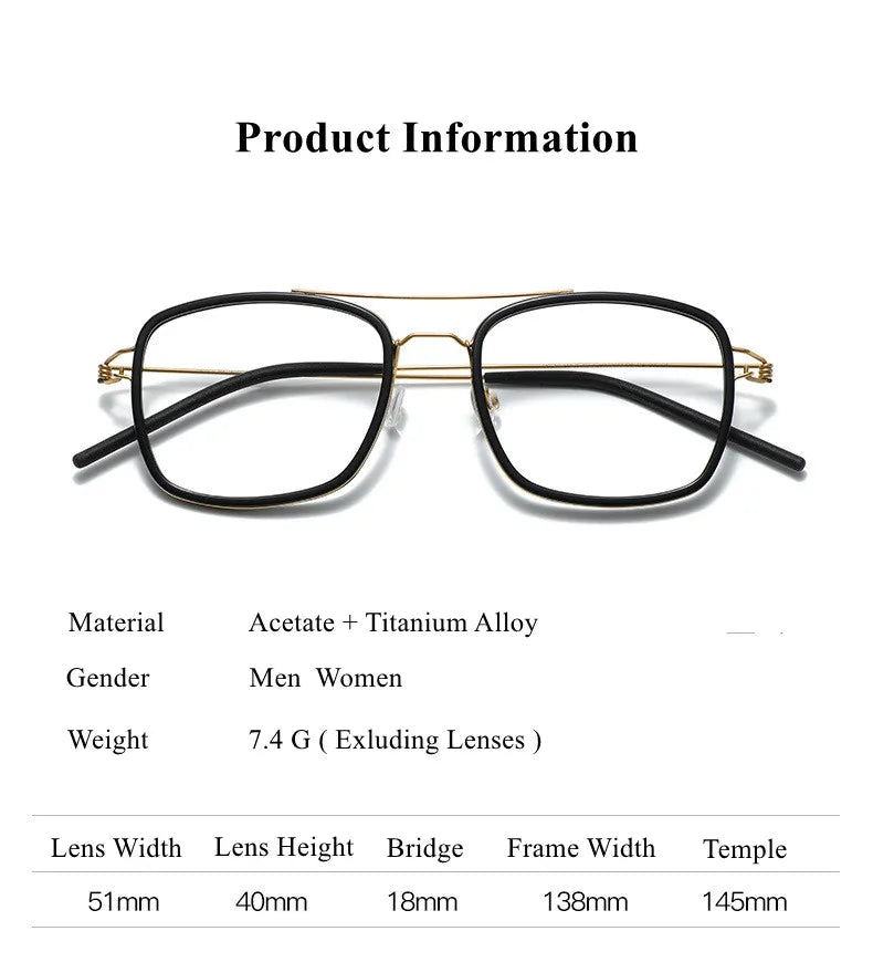 Chashma Ottica Women's Full Rim Square Double Bridge Titanium Acetate Eyeglasses 51138