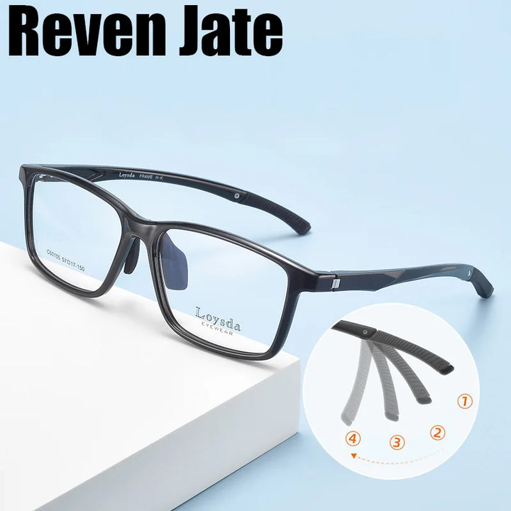 Reven Jate Unisex Full Rim Square Tr 90 Sport Eyeglasses 60105
