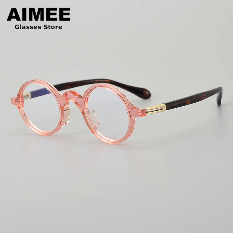 Aimee Women's Full Rim Round Titanium Acetate Eyeglasses 84203 Full Rim Aimee Pink