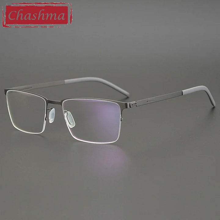 Chashma Ottica Men's Semi Rim Oval Titanium Eyeglasses 4010 Semi Rim Chashma Ottica Gray  