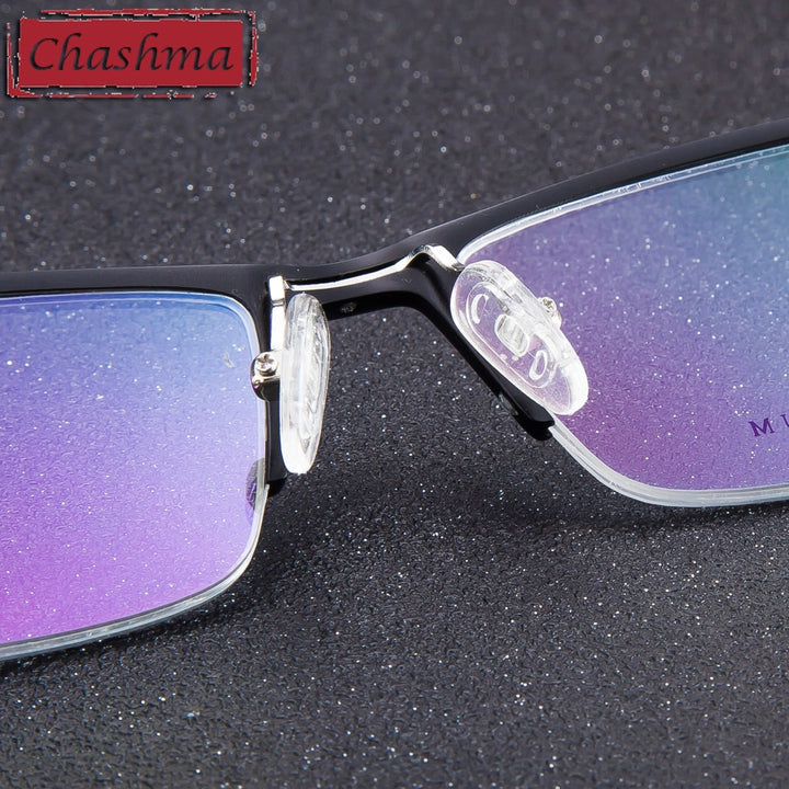 Chashma Men's Semi Rim Wide Square Alloy Eyeglasses 6177 Semi Rim Chashma