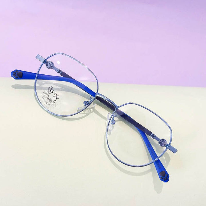 CCspace Unisex Youth Full Rim Round Alloy Eyeglasses 56564 Full Rim CCspace C7Blue