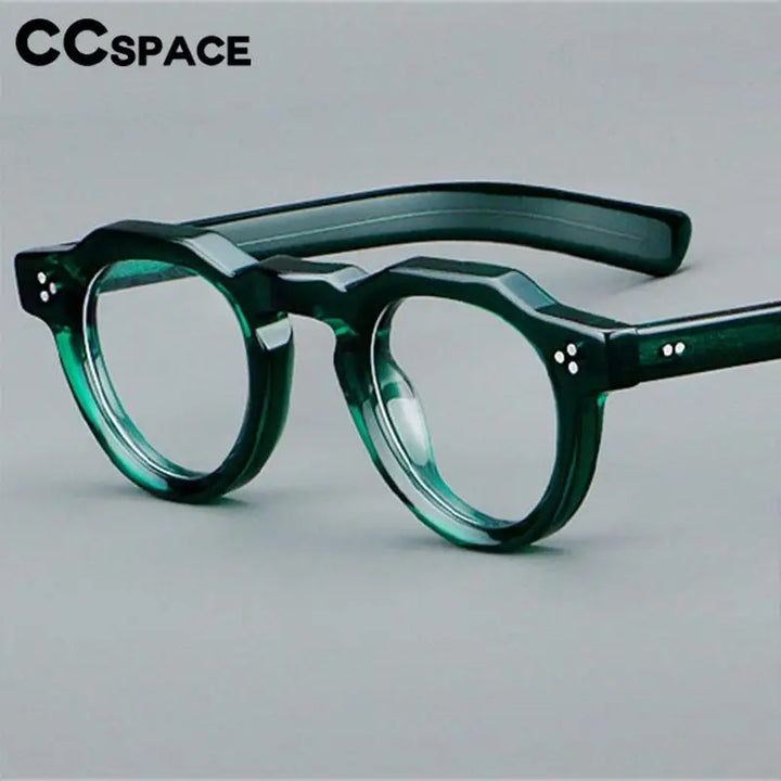 CCspace Unisex Full Rim Flat Top Round Acetate Eyeglasses 57171 Full Rim CCspace