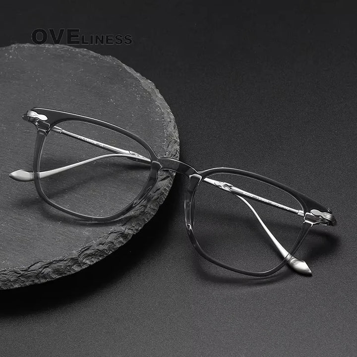 Oveliness Women's Full Rim Square Acetate Titanium Eyeglasses 82052