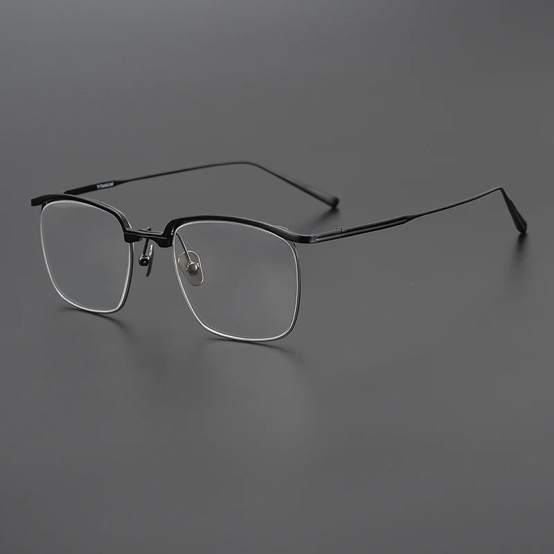 Black Mask Men's Full Rim Square Brow Line Titanium Eyeglasses 63145