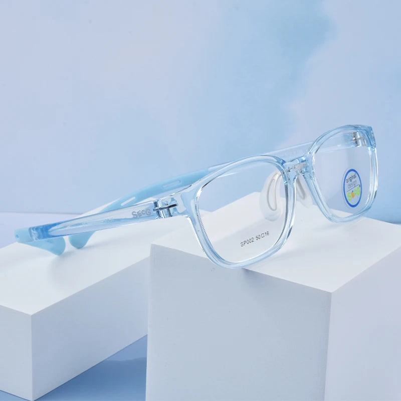 Secg Unisex Children's Full Rim Square Tr 90 Silicone Eyeglasses 19162 Full Rim Secg