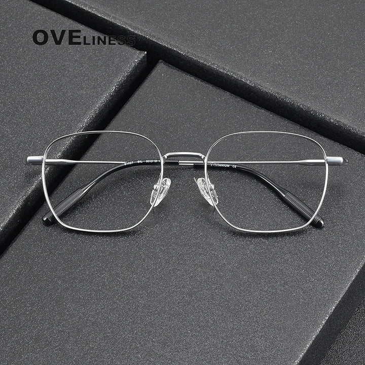 Oveliness Unisex Full Rim Square Polygon Titanium Eyeglasses 81027 Full Rim Oveliness