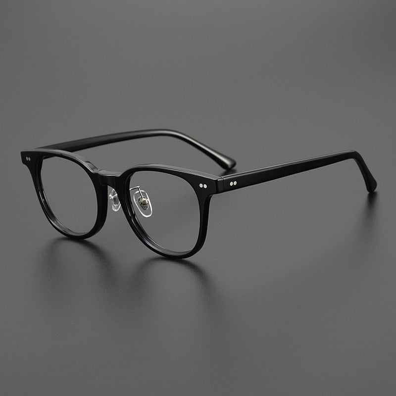 Gatenac Unisex Full Rim Round Square Acetate Eyeglasses Gxyj1042 Full Rim Gatenac Black
