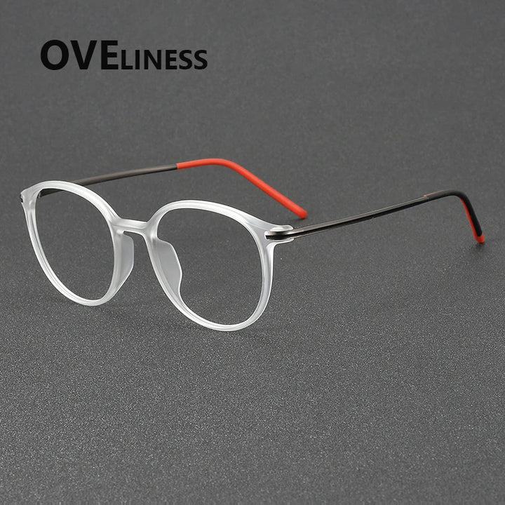Oveliness Women's Full Rim Round Acetate Titanium Eyeglasses 72352 Full Rim Oveliness transparent