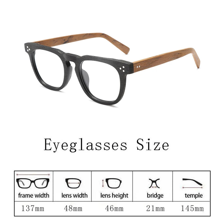 Hdcrafter Mens Full Rim Square Wood Eyeglasses 8182 Full Rim Hdcrafter Eyeglasses