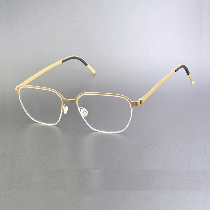 Aimee Unisex Semi Rim Oval Screwless Titanium Eyeglasses 7423 Semi Rim Aimee