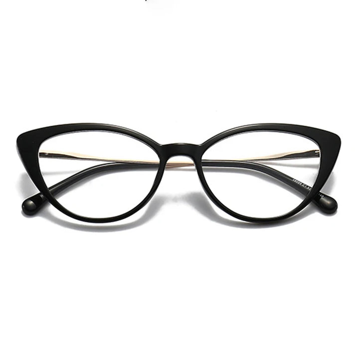 Hdcrafter Unisex Full Rim Oval Cat Eye Acetate Eyeglasses 48099 Full Rim Hdcrafter Eyeglasses Black