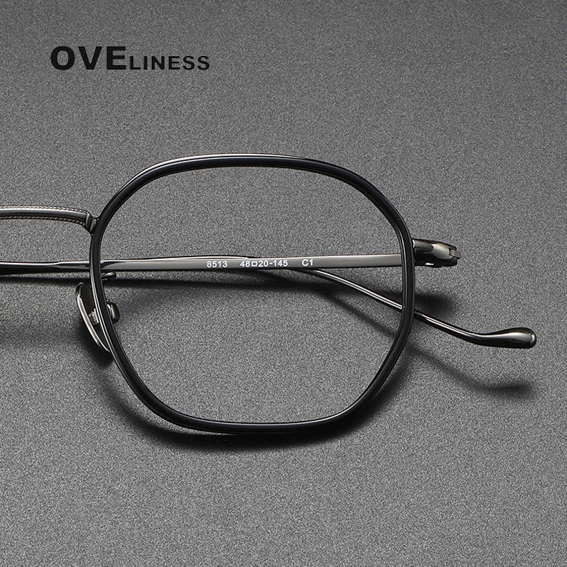 Oveliness Unisex Full Rim Square Acetate Titanium Eyeglasses 8513 Full Rim Oveliness   
