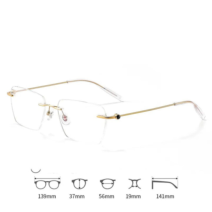 Hdcrafter Unisex Rimless Square Titanium Eyeglasses 71327 Rimless Hdcrafter Eyeglasses