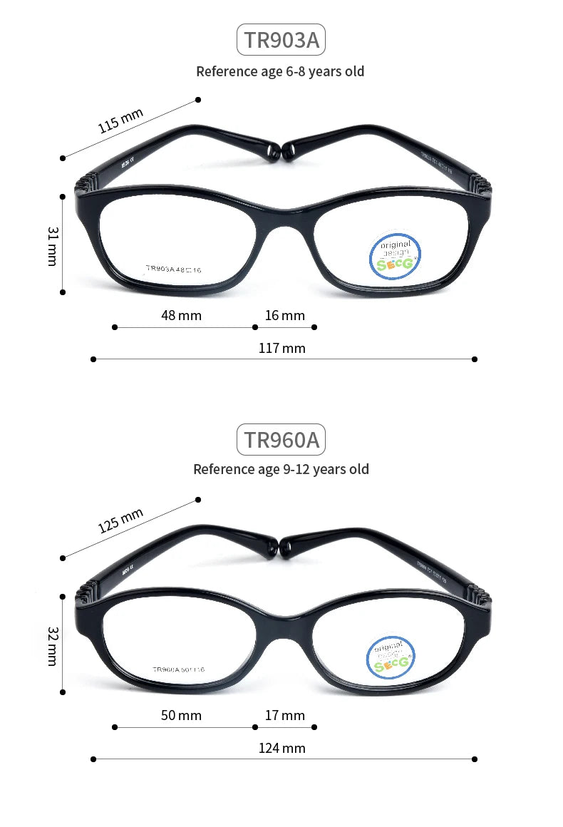 Secg Unisex Children's Full Rim Square Tr 90 Silicone Eyeglasses 8690 Full Rim Secg