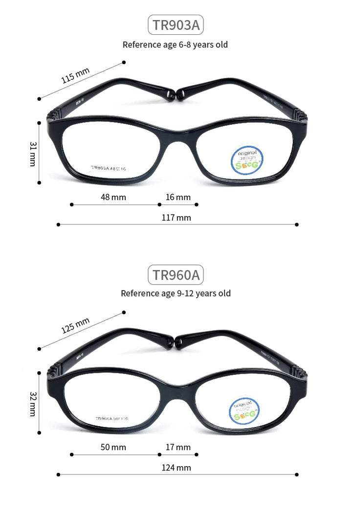 Secg Unisex Children's Full Rim Square Tr 90 Silicone Eyeglasses 8690 Full Rim Secg