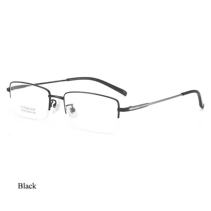 Bclear Men's Semi Rim Square Titanium Eyeglasses Lb7832 Semi Rim Bclear Black